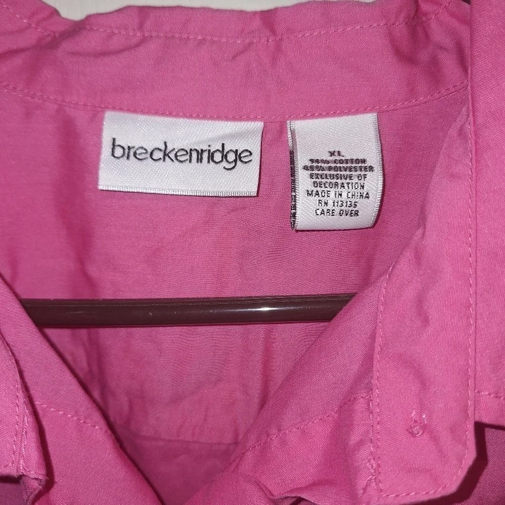 Breckenridge Pink Embroidered Button Up Shirt Extra Large - Picture 2 of 6